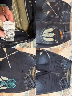 Women’s Dark Blue Embroidered Dreamcatcher Jeans -